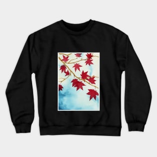 Red Maple Tree Nature Forest Wood Leaves Watercolor Crewneck Sweatshirt